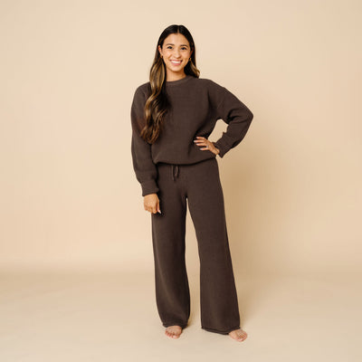 Knit Women's Chunky Wide Leg Pant - Cocoa