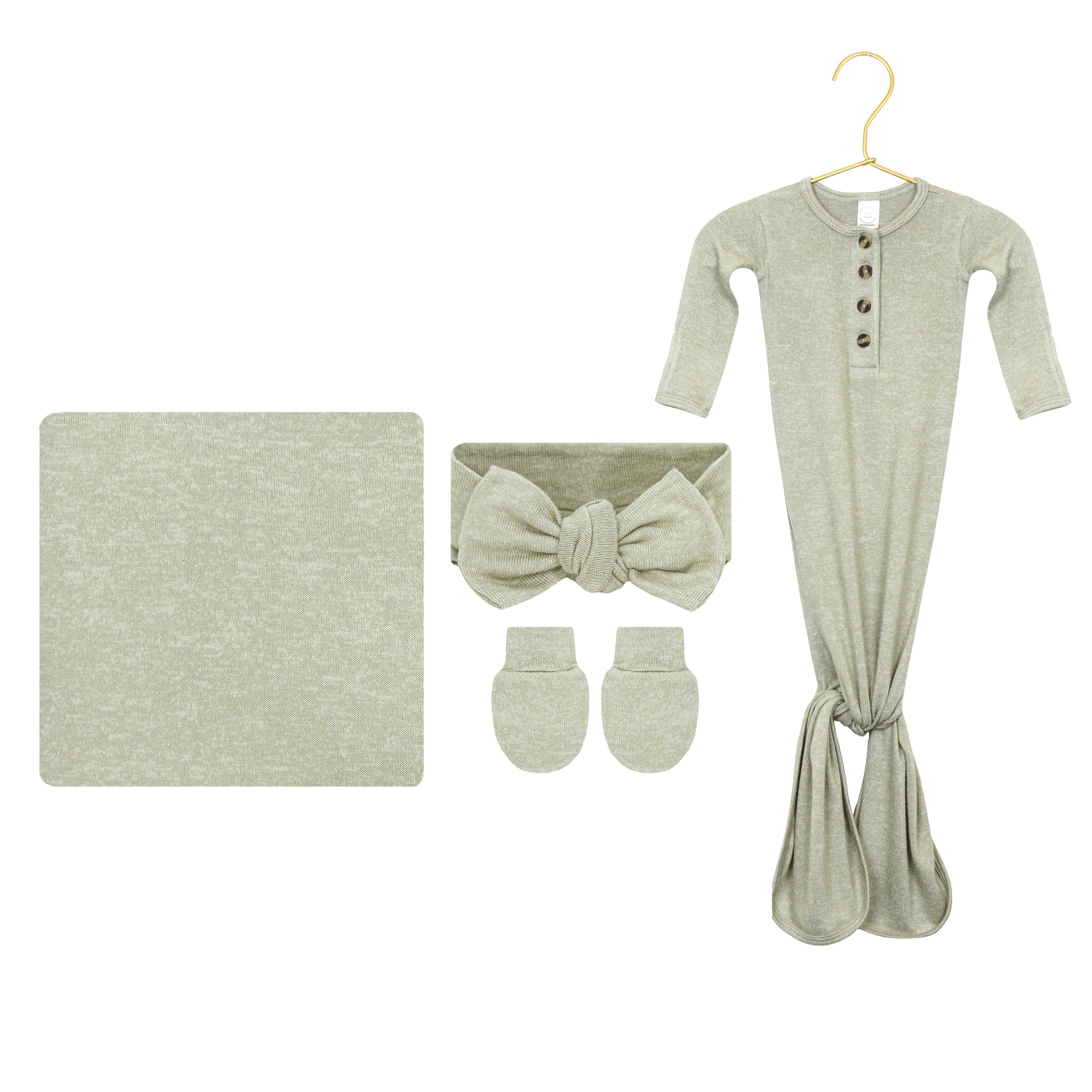 Collins Plush Knit Newborn Headband Bundle (Gown)