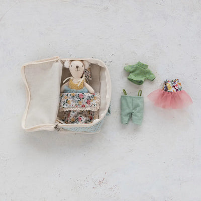 Fabric Suitcase Bed with Plush Bear & Outfits