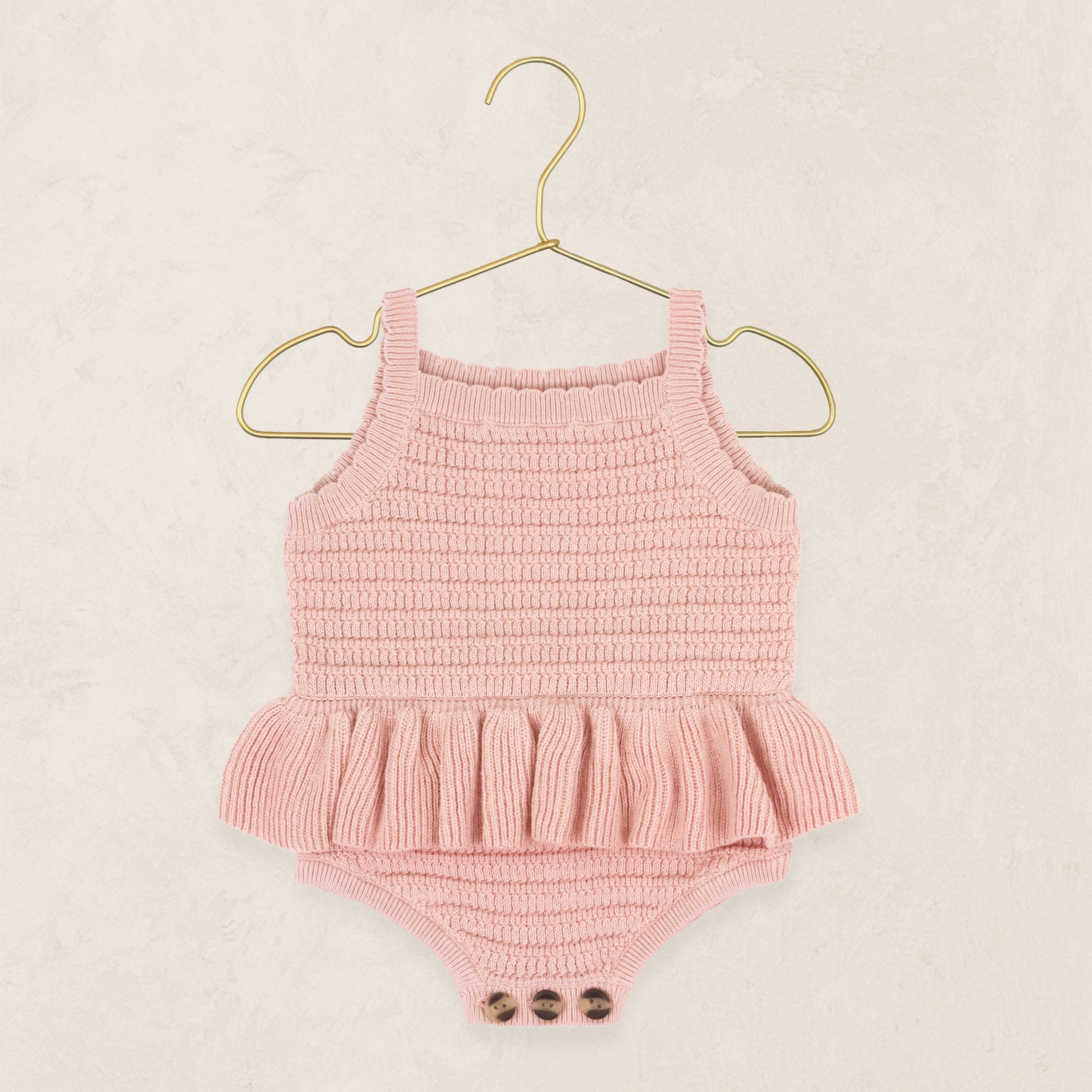 Knit Tank Onesie - French Pink Ruffle