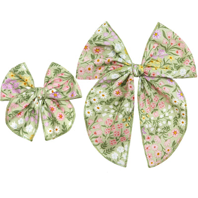 Heirloom Bow - Sage Floral Clip