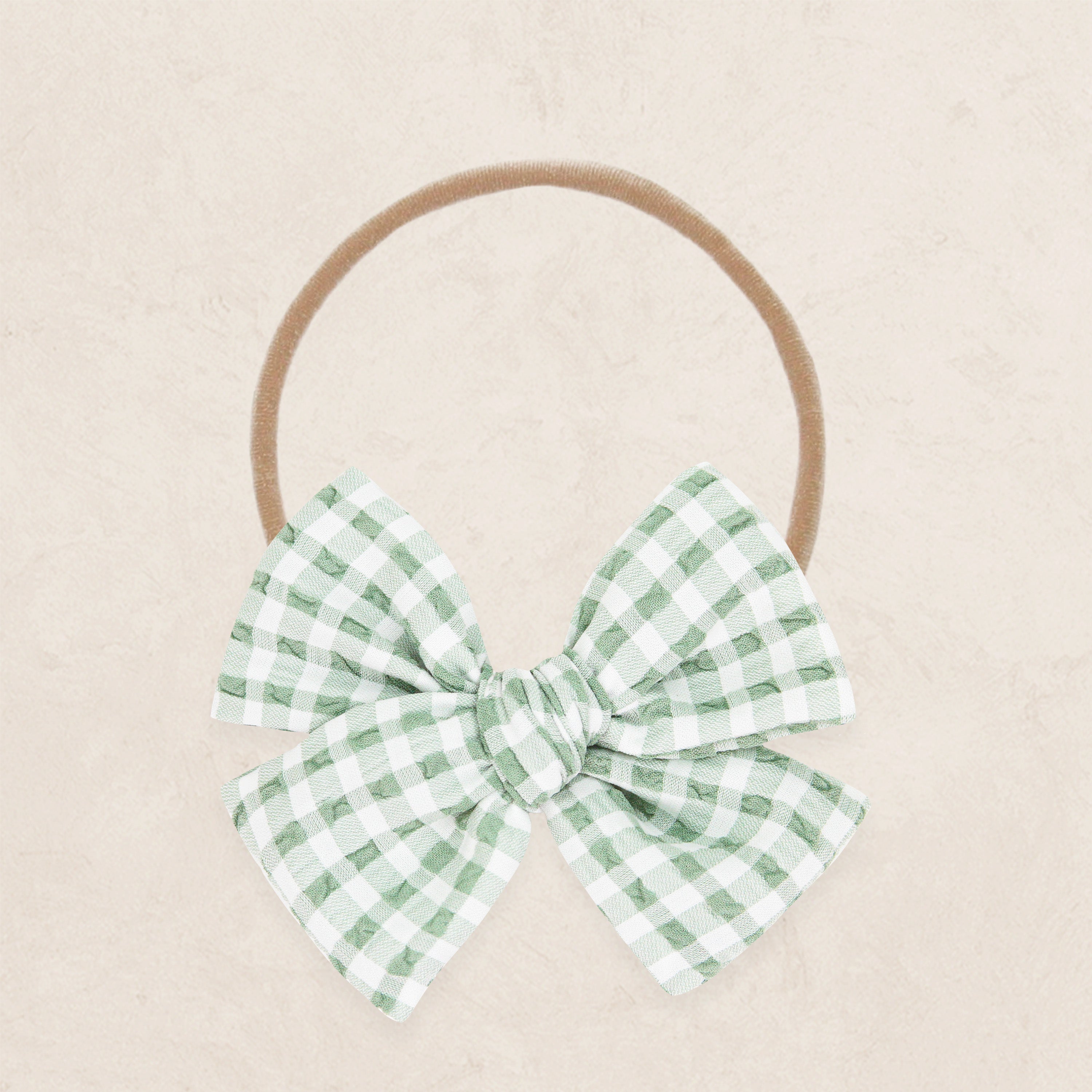 Adventure Bow - Basil Gingham Headband