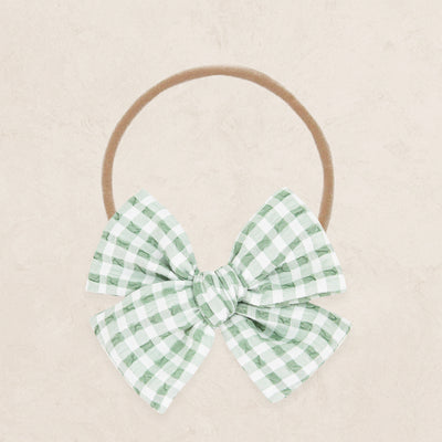 Adventure Bow - Basil Gingham Headband
