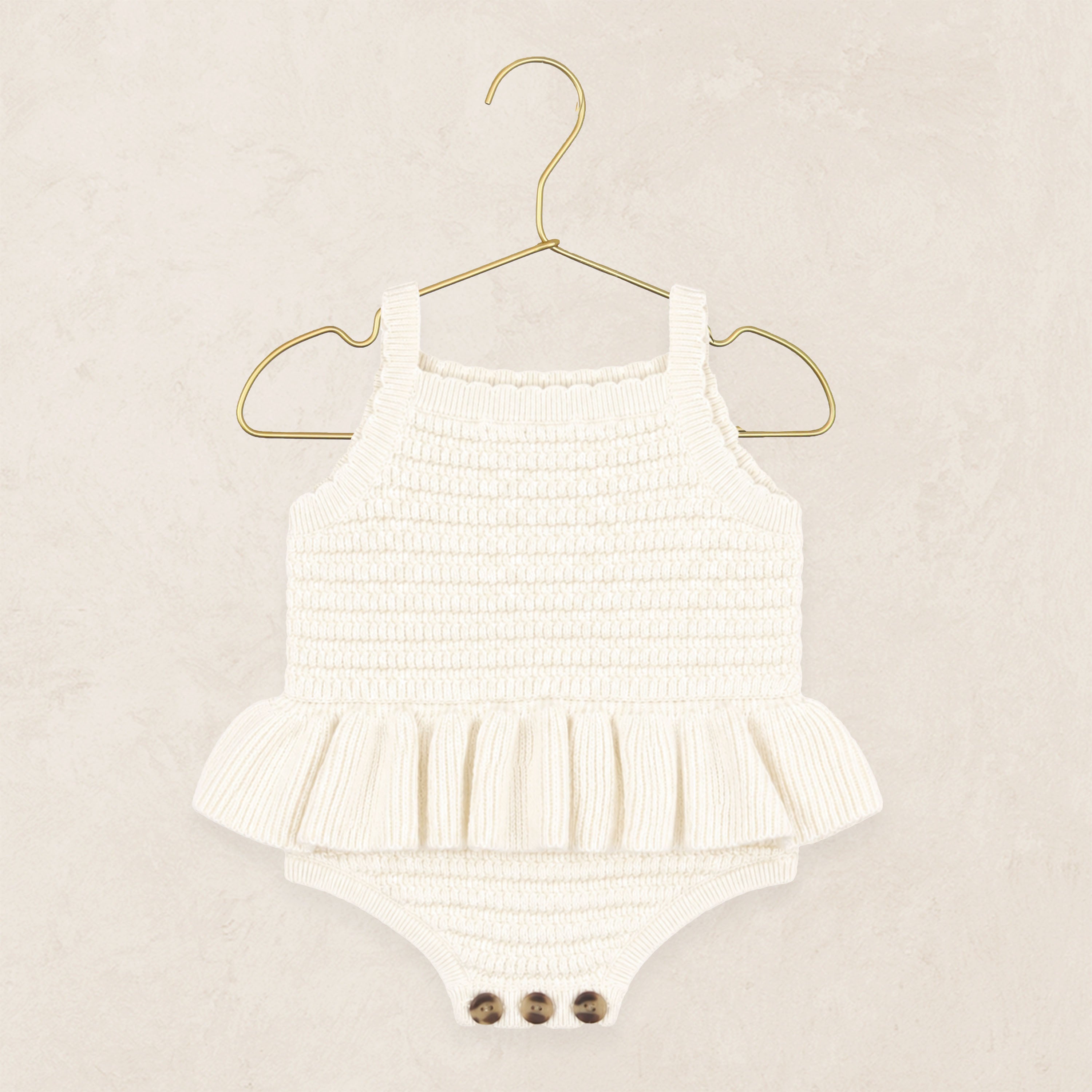 Knit Tank Onesie - Ivory Ruffle