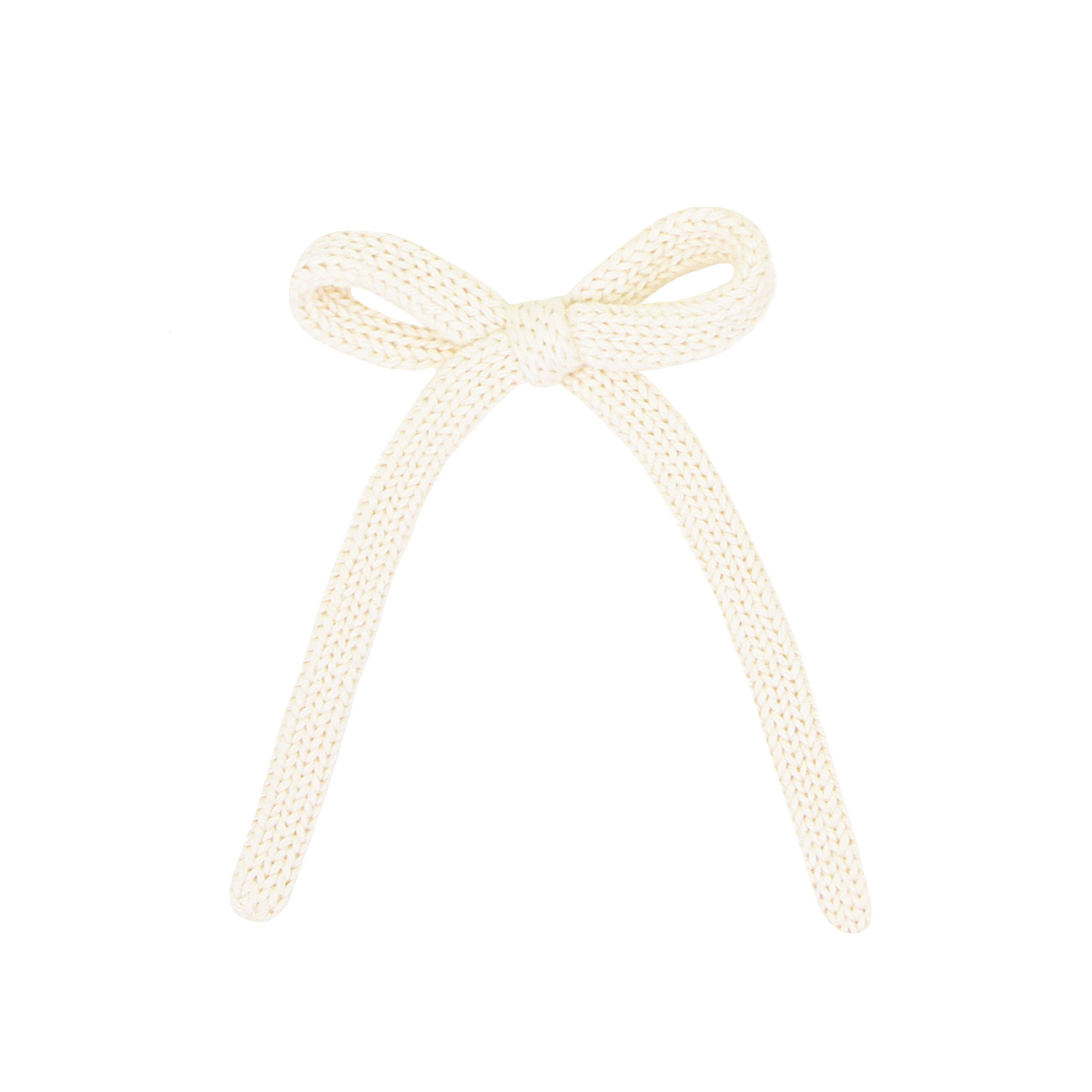 Sweater Bow - Ivory Knit Sash Clip