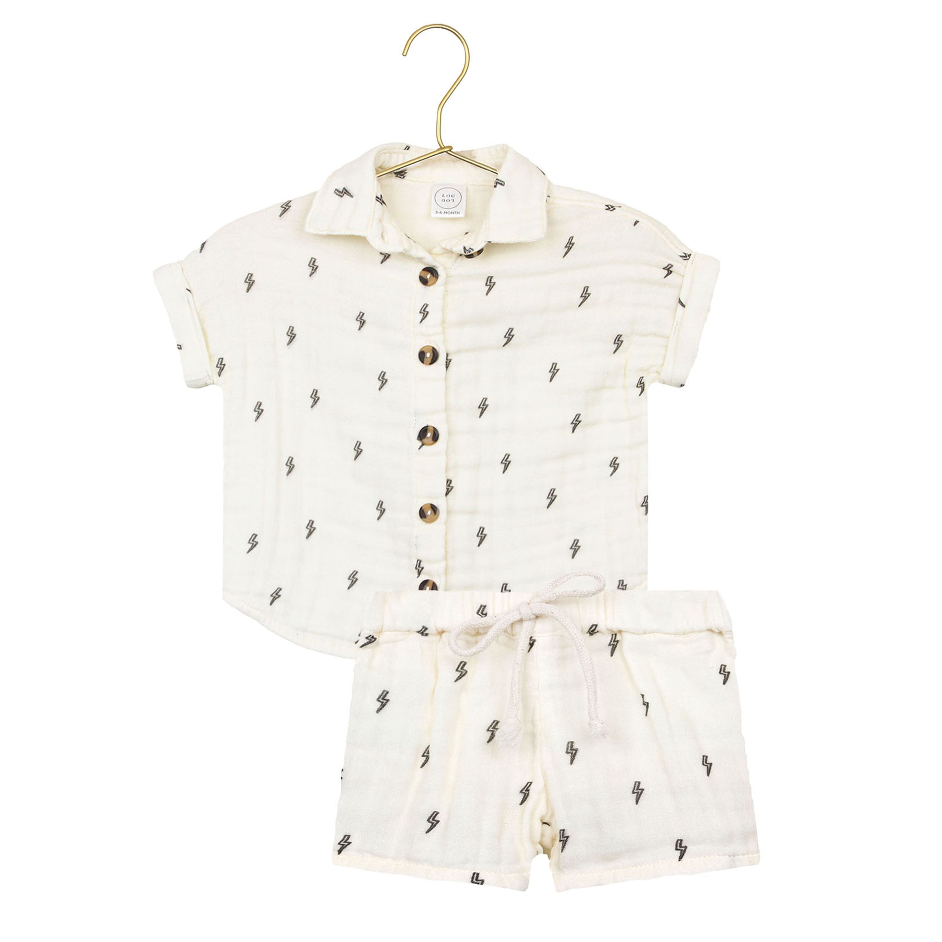 Cloud Muslin™ Shirt + Short Set - Lightning Bolt