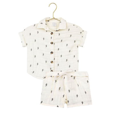 Cloud Muslin™ Shirt + Short Set - Lightning Bolt