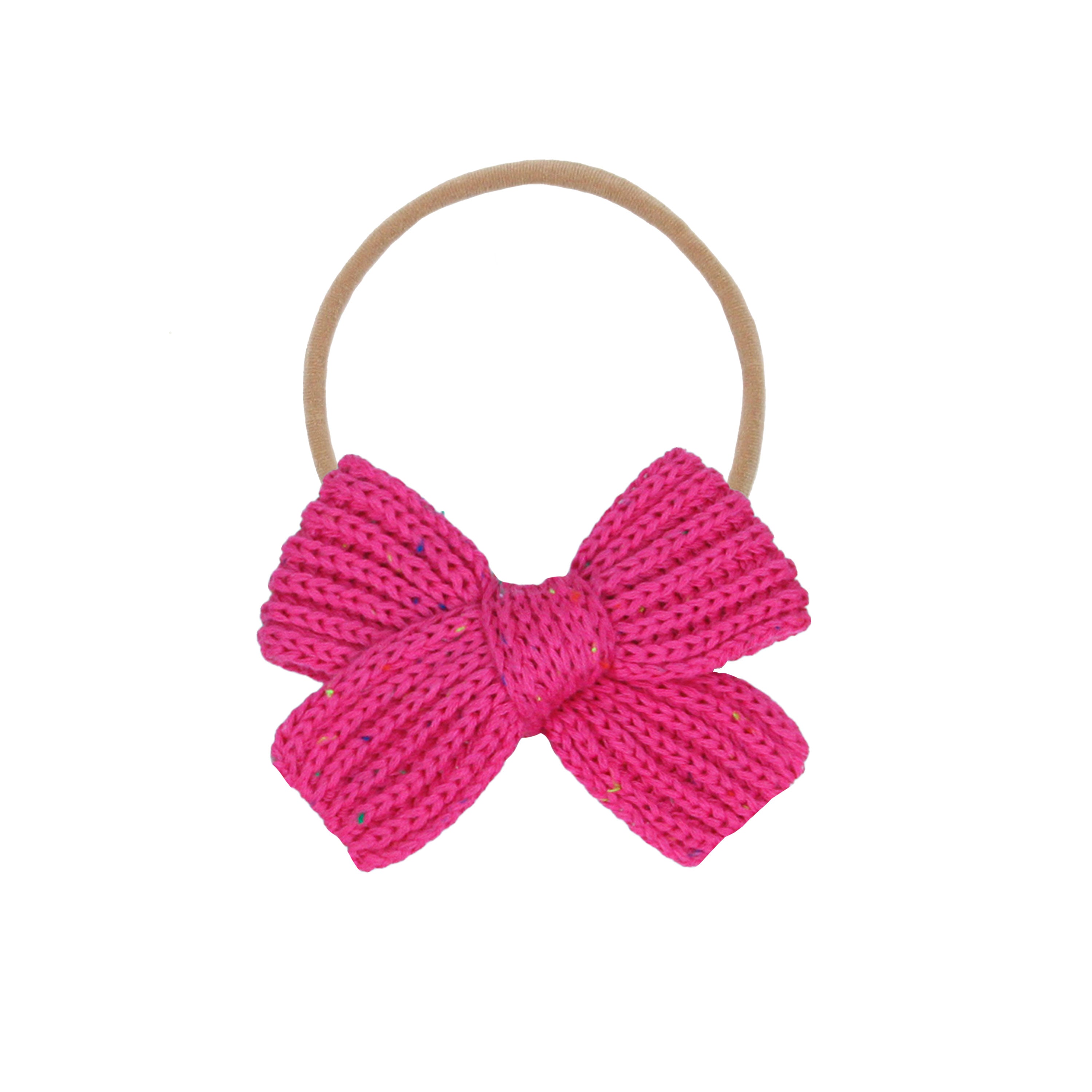 Sweater Bow - Magenta Speckle Chunky Knit Headband