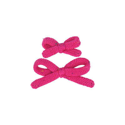 Sweater Bow - Magenta Speckle Knit Clip