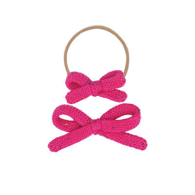 Sweater Bow - Magenta Speckle Knit Headband