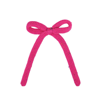 Sweater Bow - Magenta Speckle Knit Sash Clip