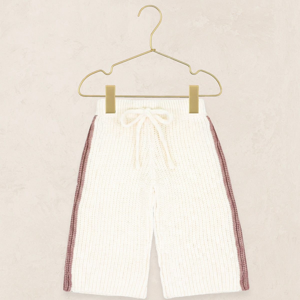 Knit Chunky Wide Leg Pant - Mauve Racer Stripe