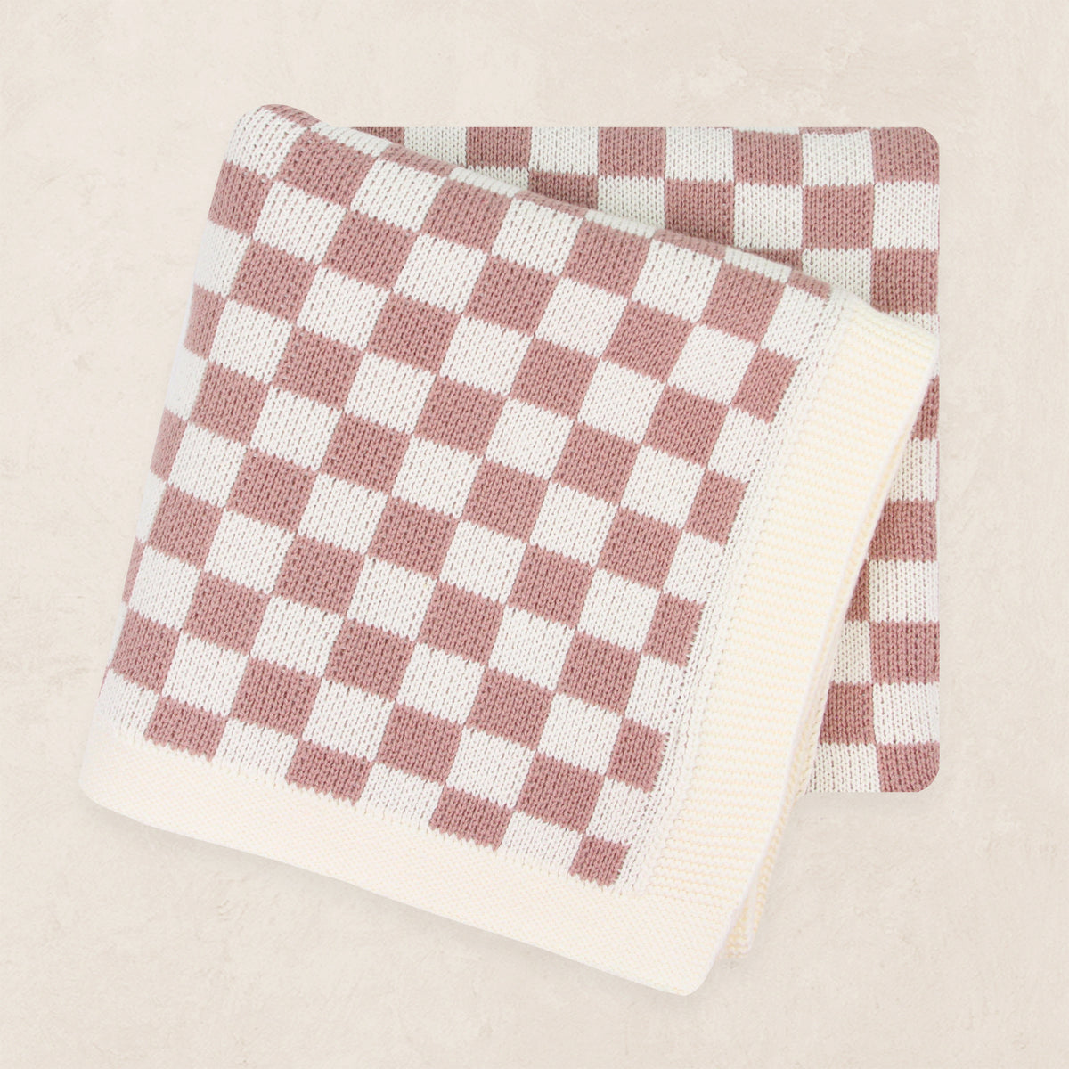 Knit Blanket - Mauve Checkered