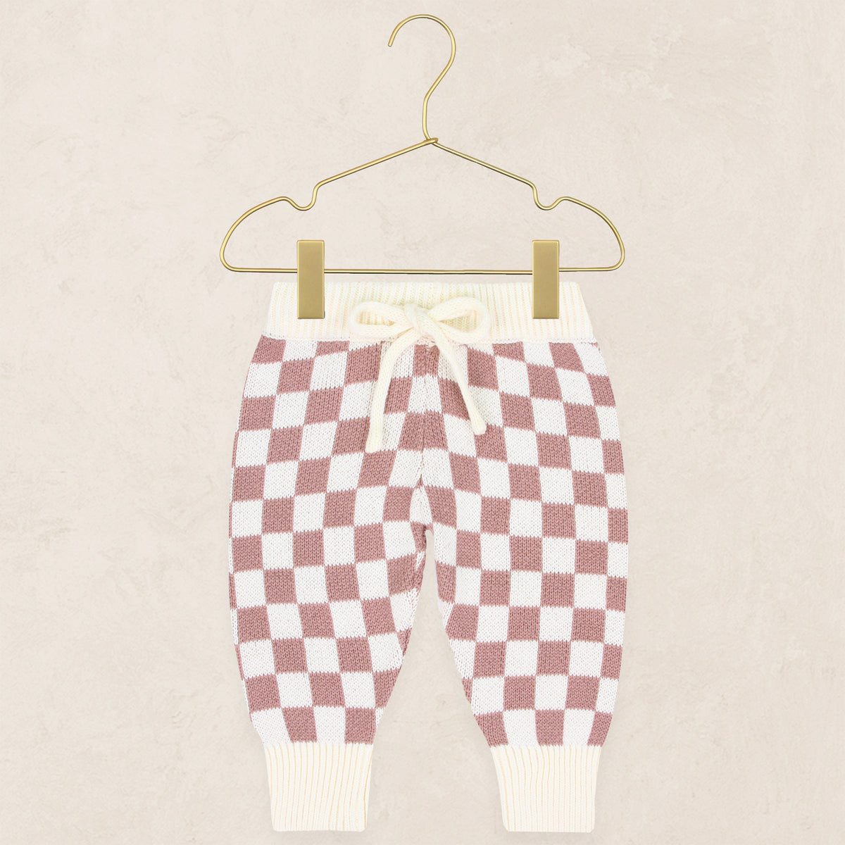 Knit Jogger Pant - Mauve Checkered