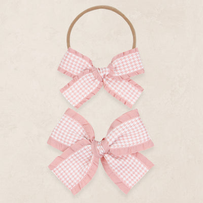 Ribbon Bow - Mauve Houndstooth