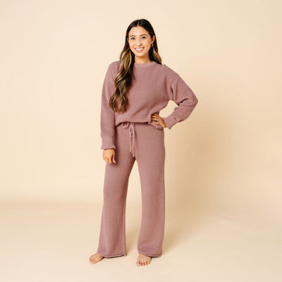 Knit Women's Chunky Wide Leg Pant - Mauve