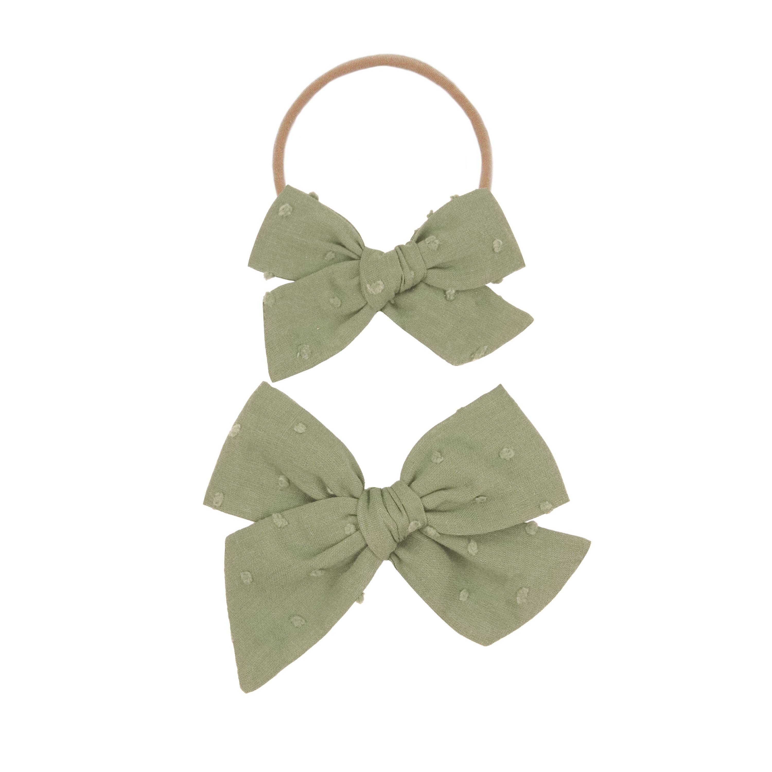 Classic Bow - Moss Swiss Dot