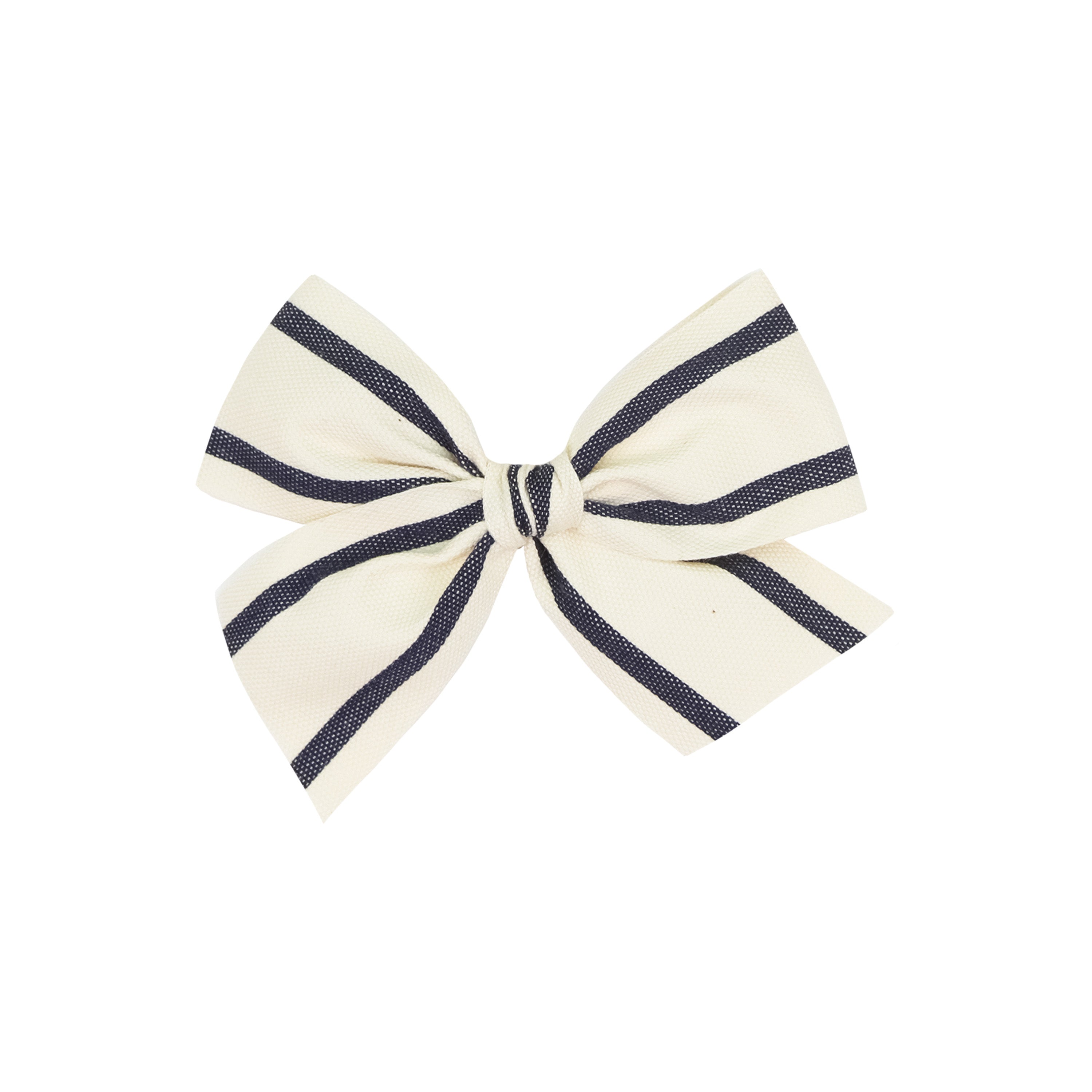 Ribbon Bow - Navy Stripe Clip