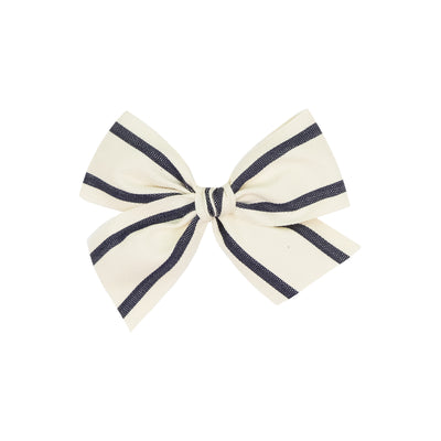 Ribbon Bow - Navy Stripe Clip