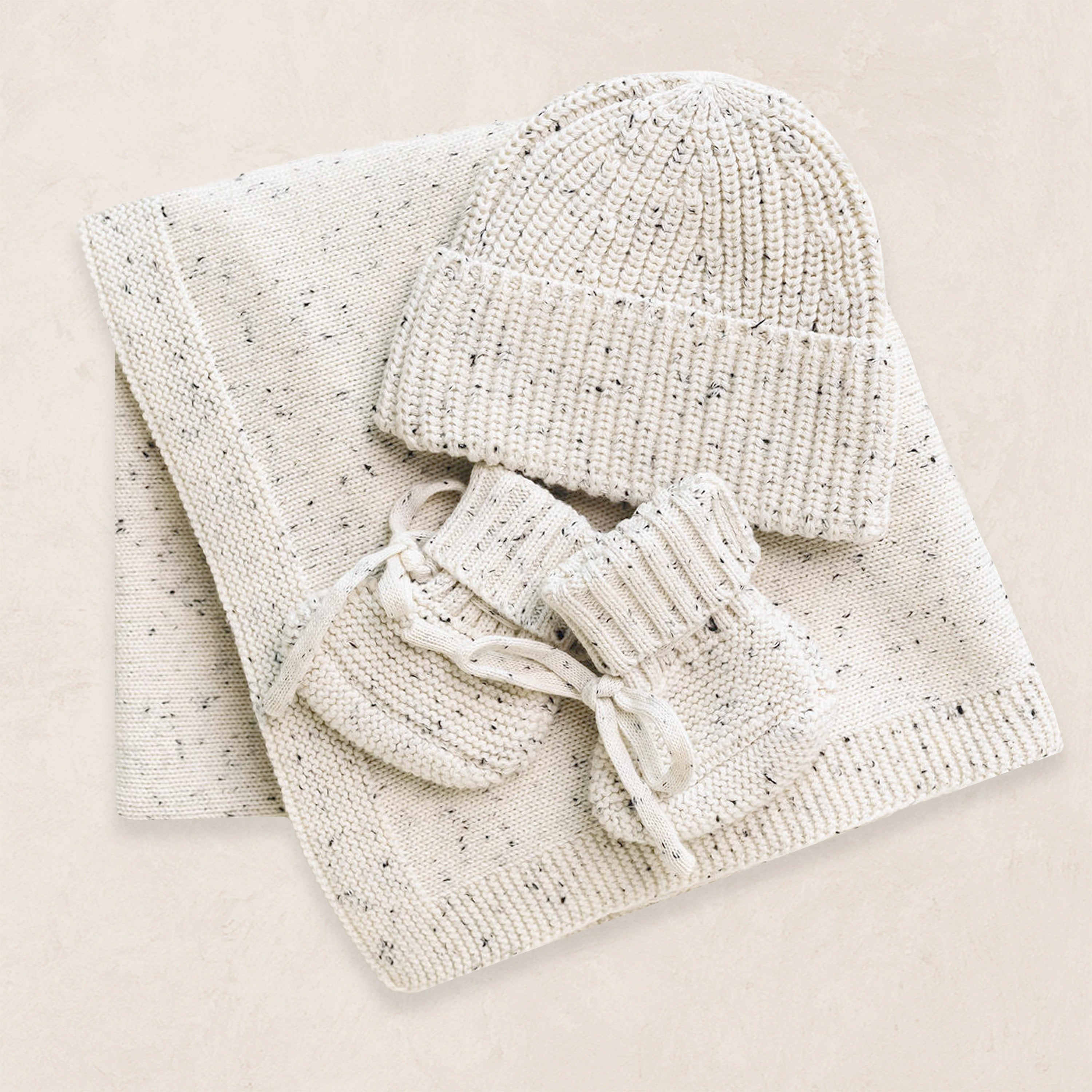 Knit Beanie Bundle - Cream Speckle