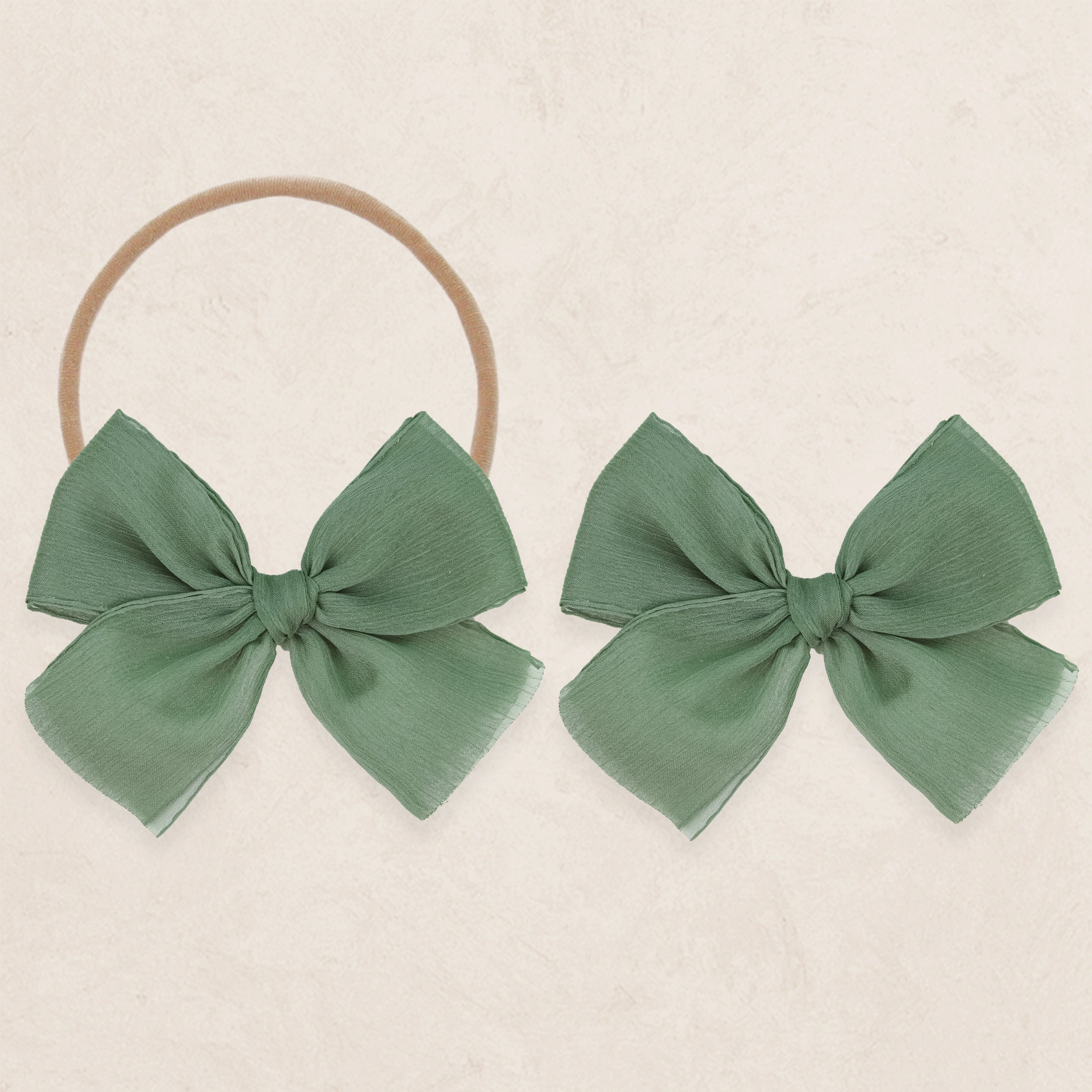 Chiffon Bow - Olive