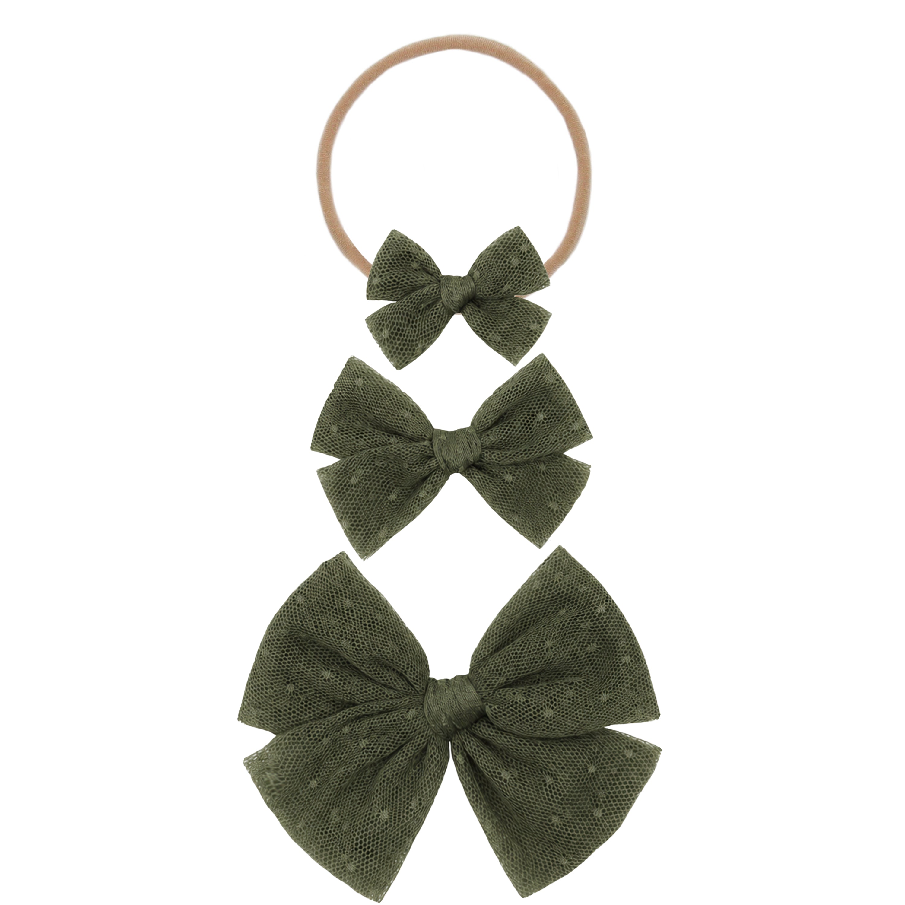 Tulle Bow - Olive Dot