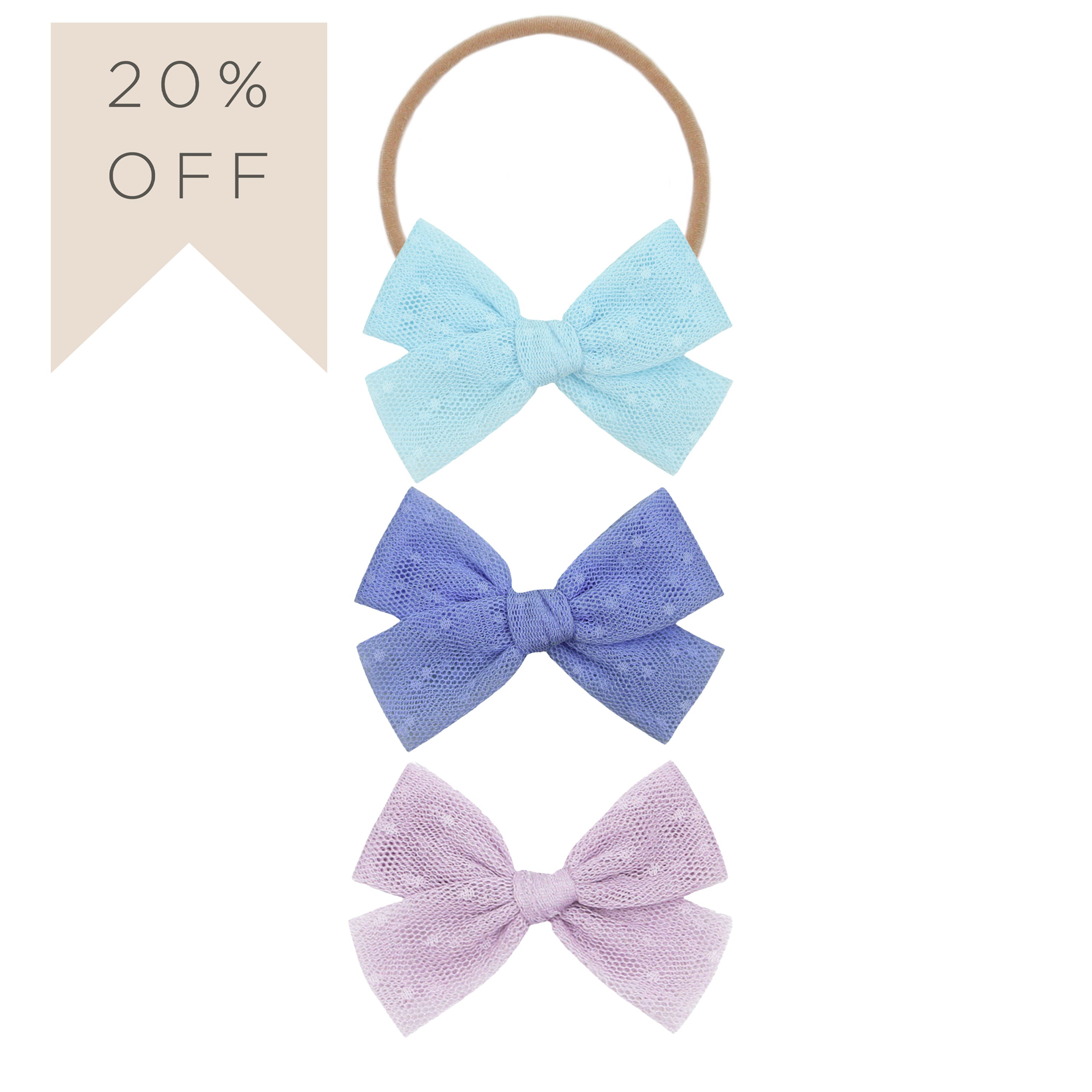 Tulle Bow 3 Pack: Periwinkle Dot