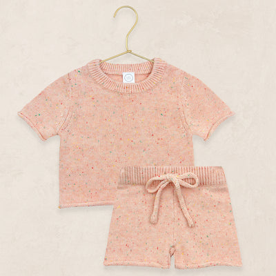 Knit Shirt + Short Set - Petal Speckle