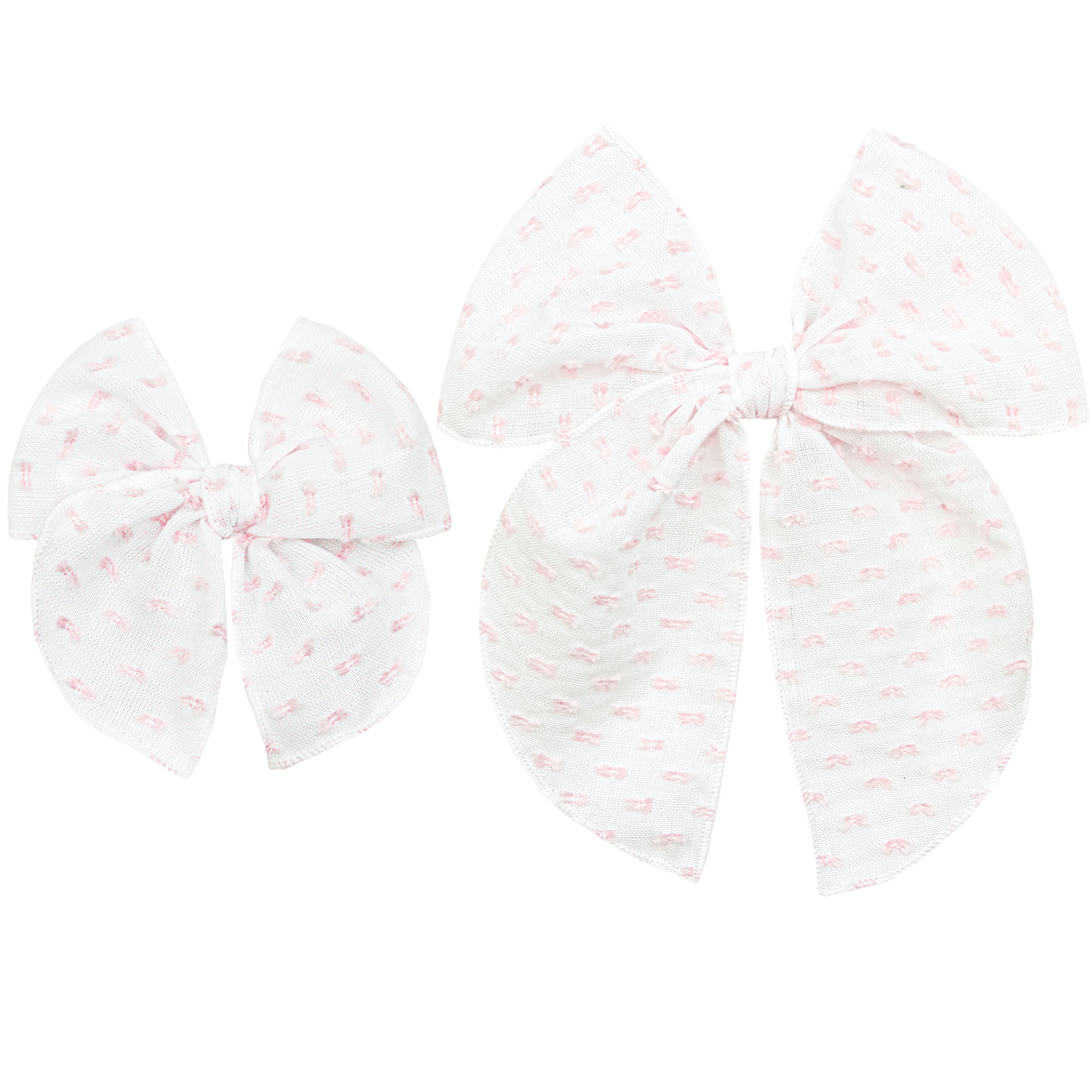Heirloom Bow - Pink Swiss Dot Clip