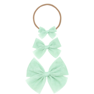 Tulle Bow - Pistachio Headband
