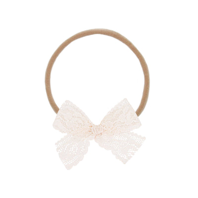Lace Bow - Powder Pink Headband