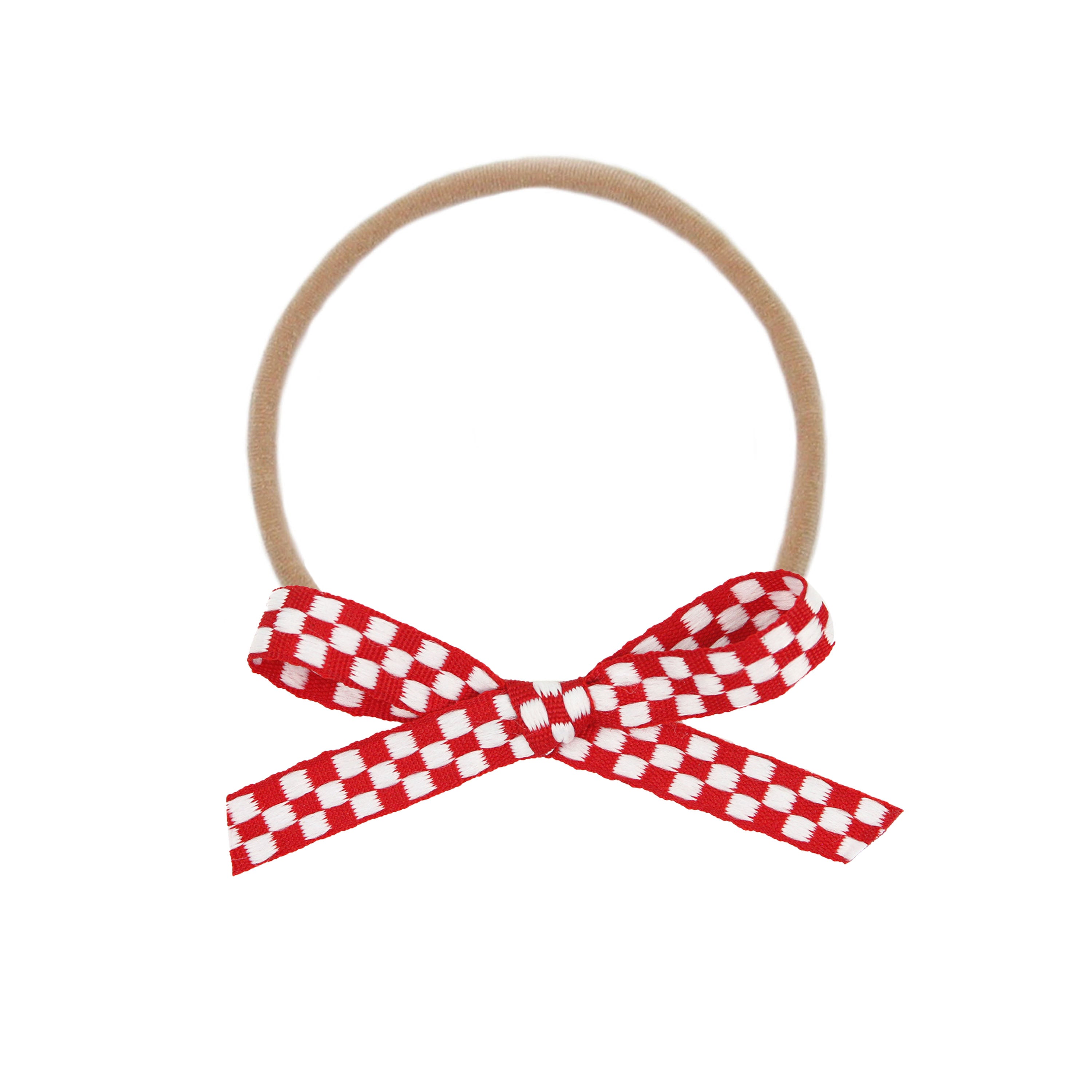 Ribbon Bow - Red Checkered Headband