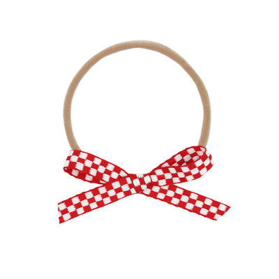 Ribbon Bow - Red Checkered Headband