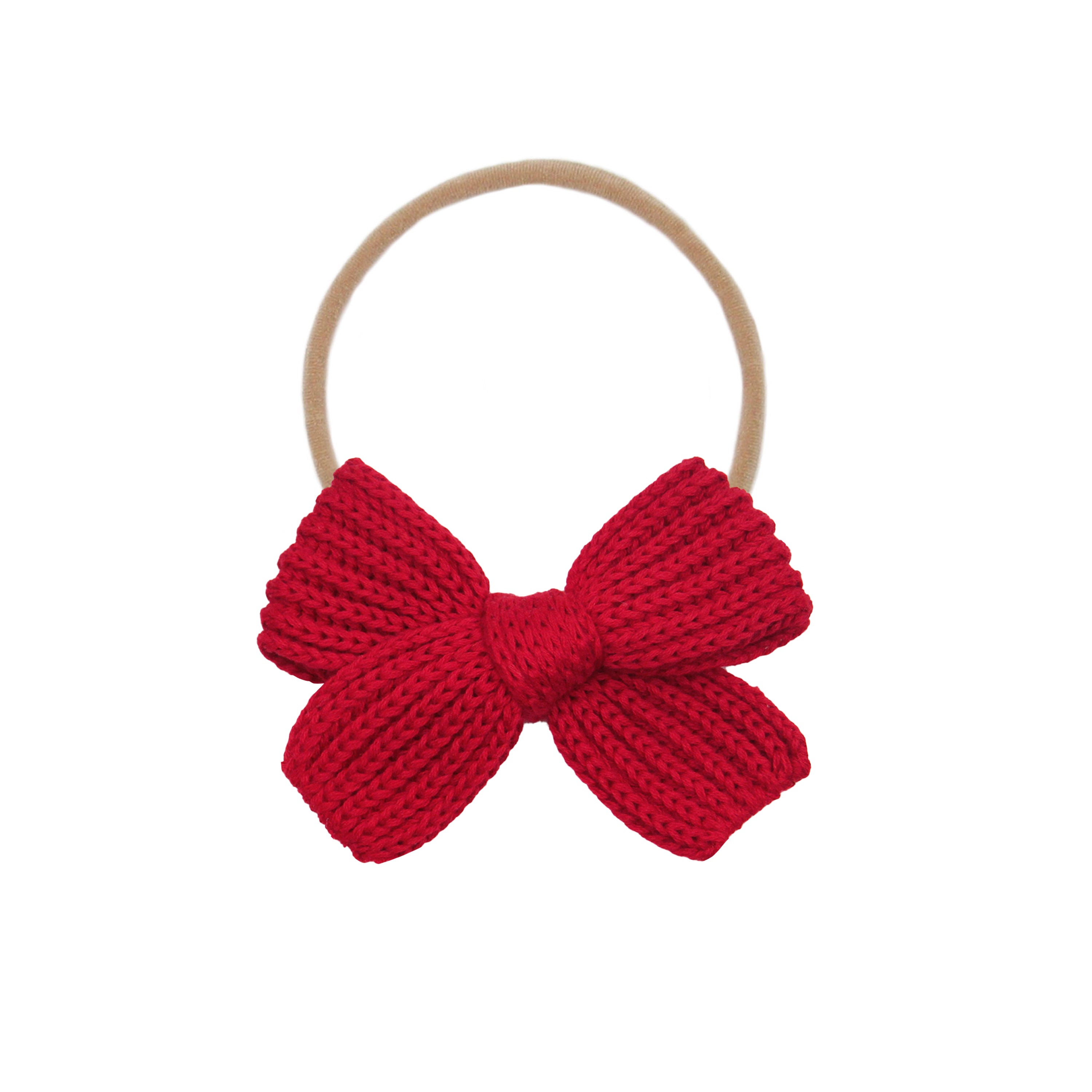 Sweater Bow - Red Chunky Knit Headband