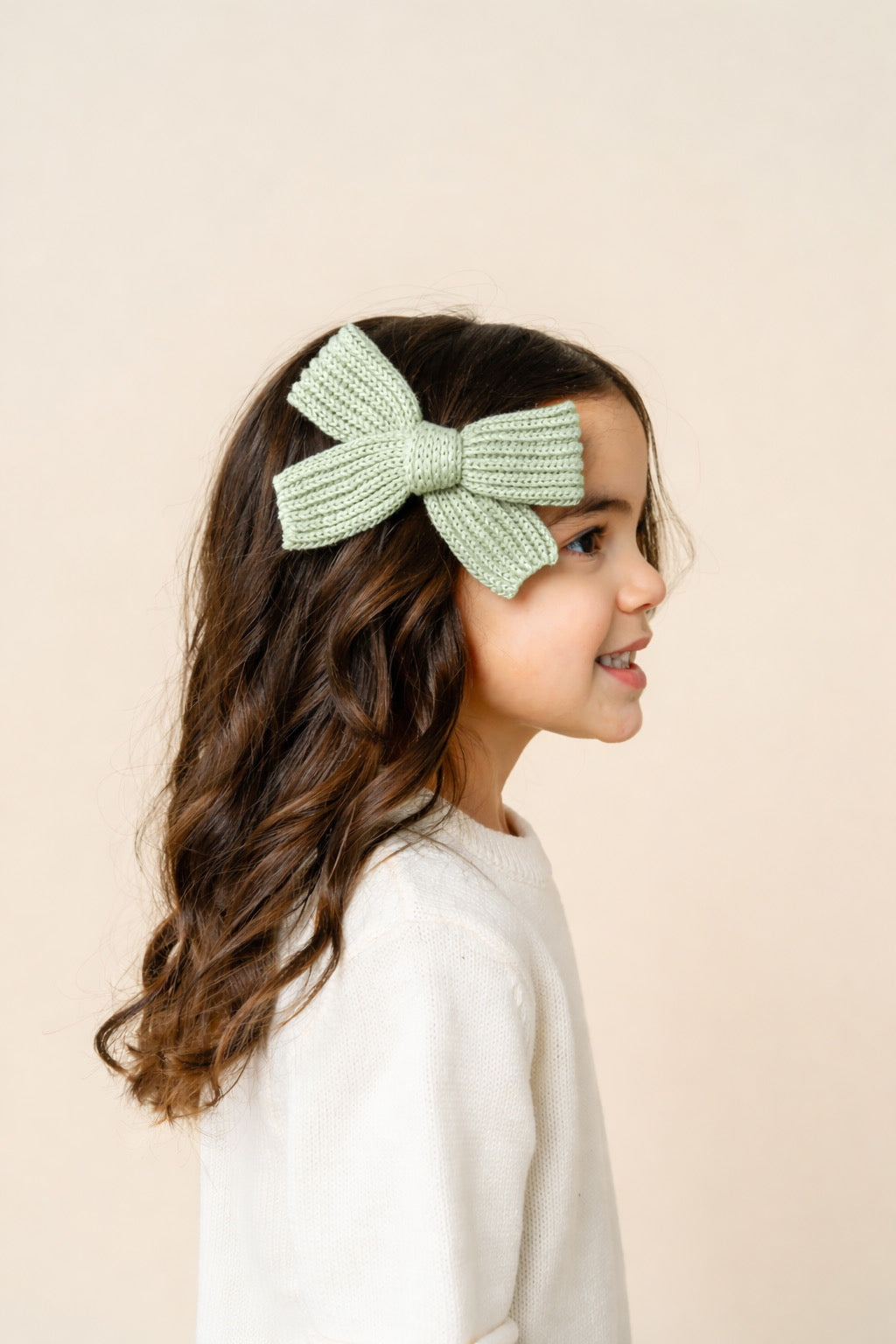 Sweater Bow 3 Pack - Petal Speckle Chunky Knit Clip