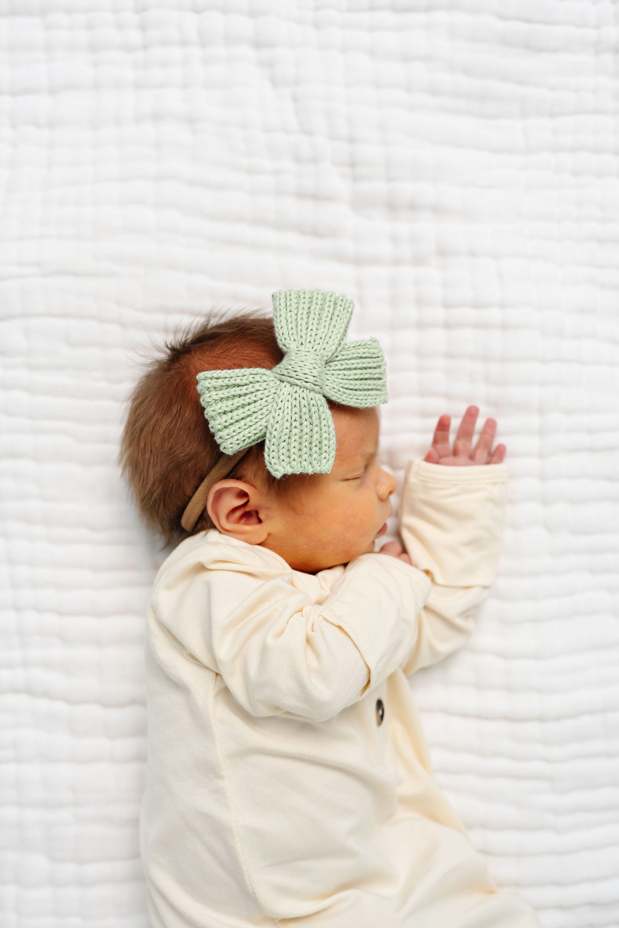 Sweater Bow - Sage Chunky Knit Headband
