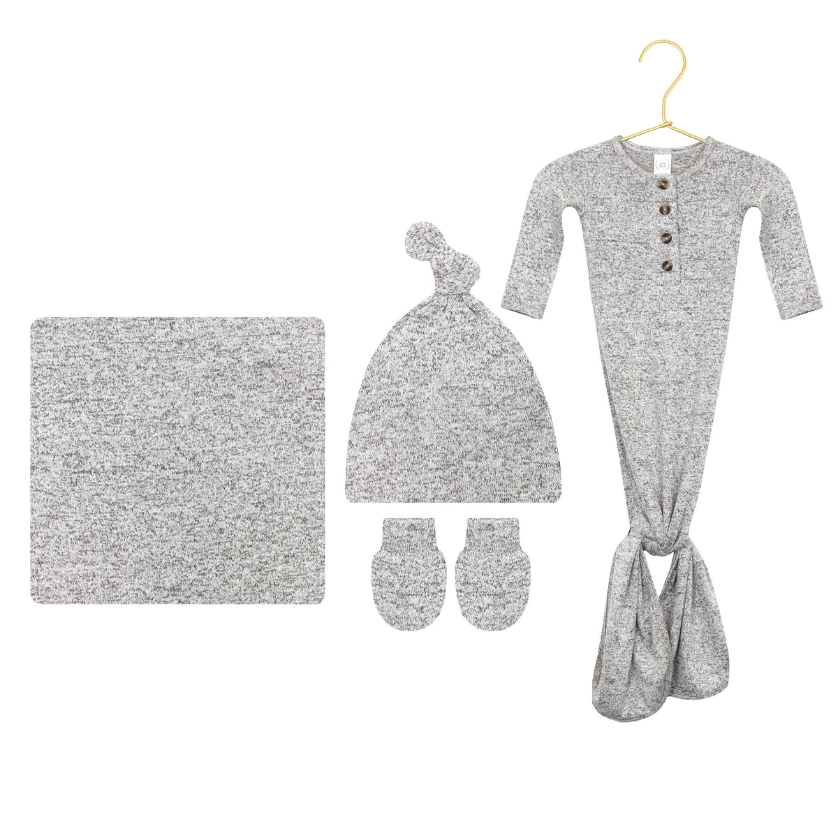Sam Plush Knit Newborn Hat Bundle + Knotted Gown