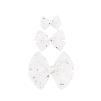Tulle Bow - Metallic Star Clip