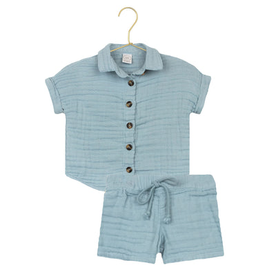 Cloud Muslin™ Shirt + Short Set - Steel