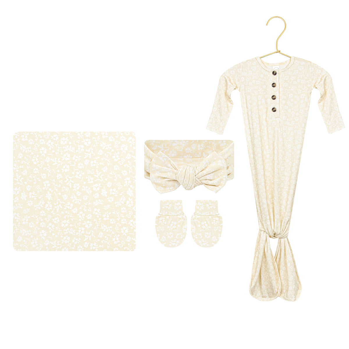 Adaline Newborn Headband Bundle + Knotted Gown