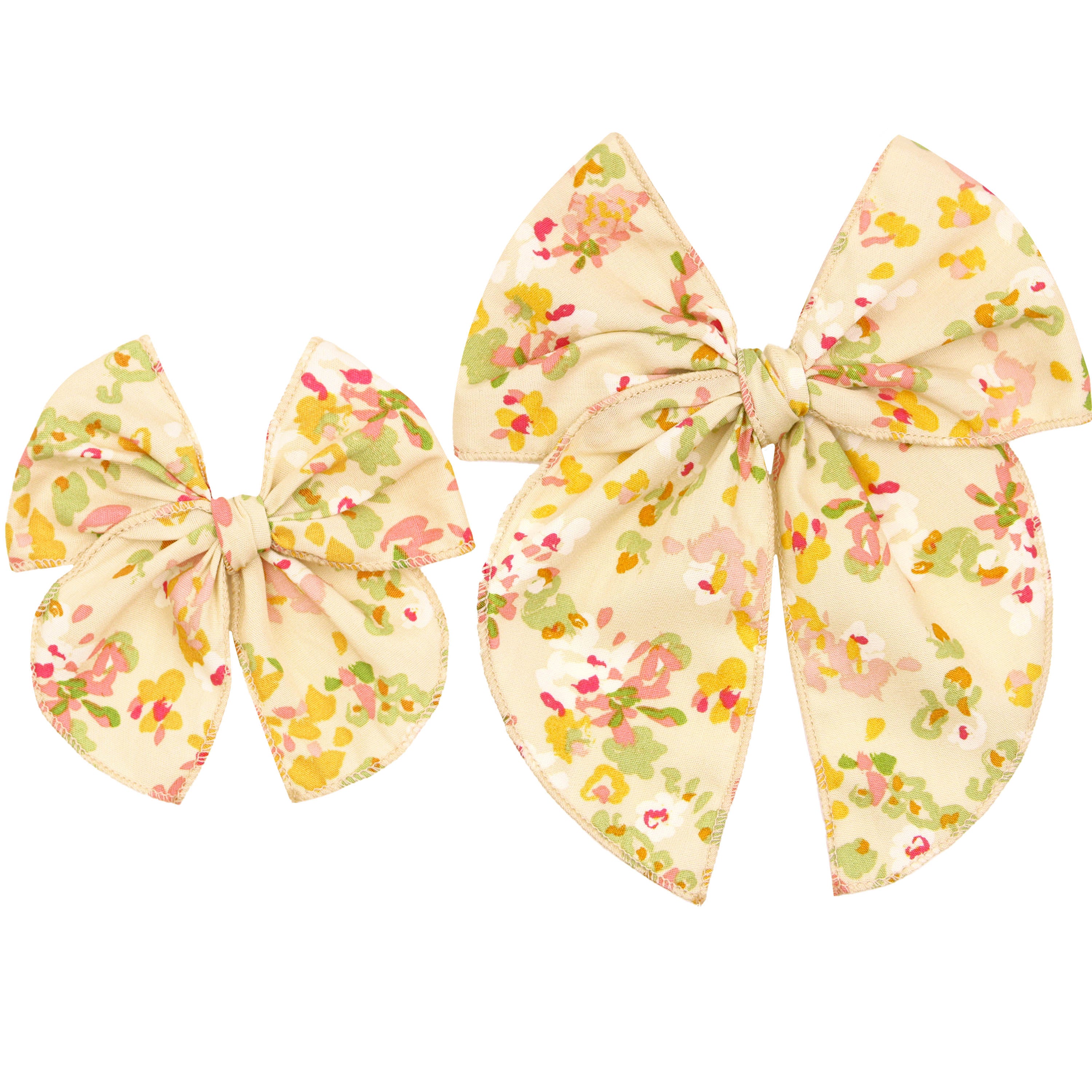 Heirloom Bow - Tan Floral Clip