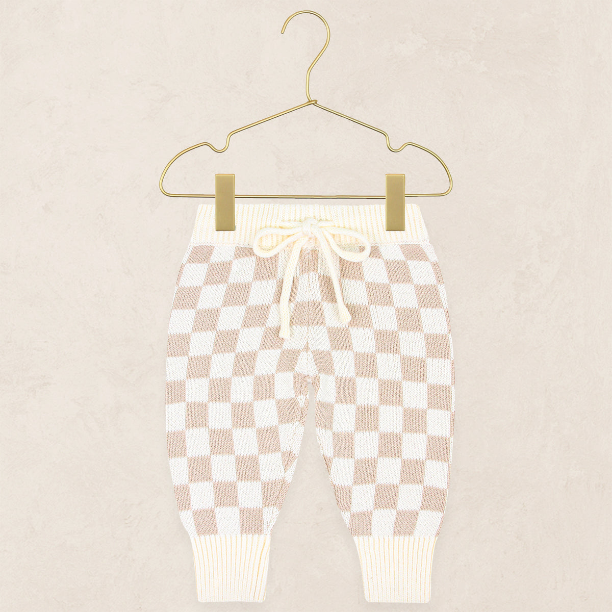 Knit Jogger Pant - Tan Checkered