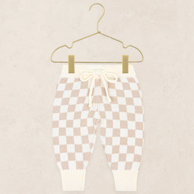 Knit Jogger Pant - Tan Checkered