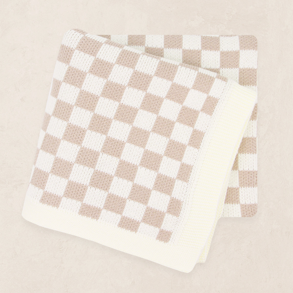 Knit Blanket - Tan Checkered