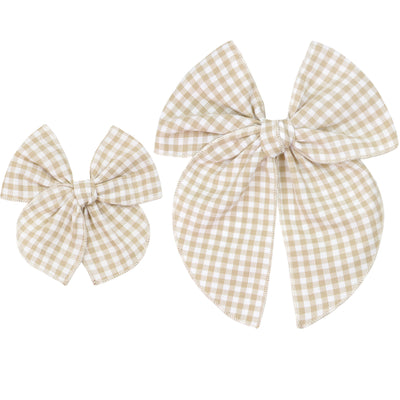 Heirloom Bow - Tan Gingham Clip