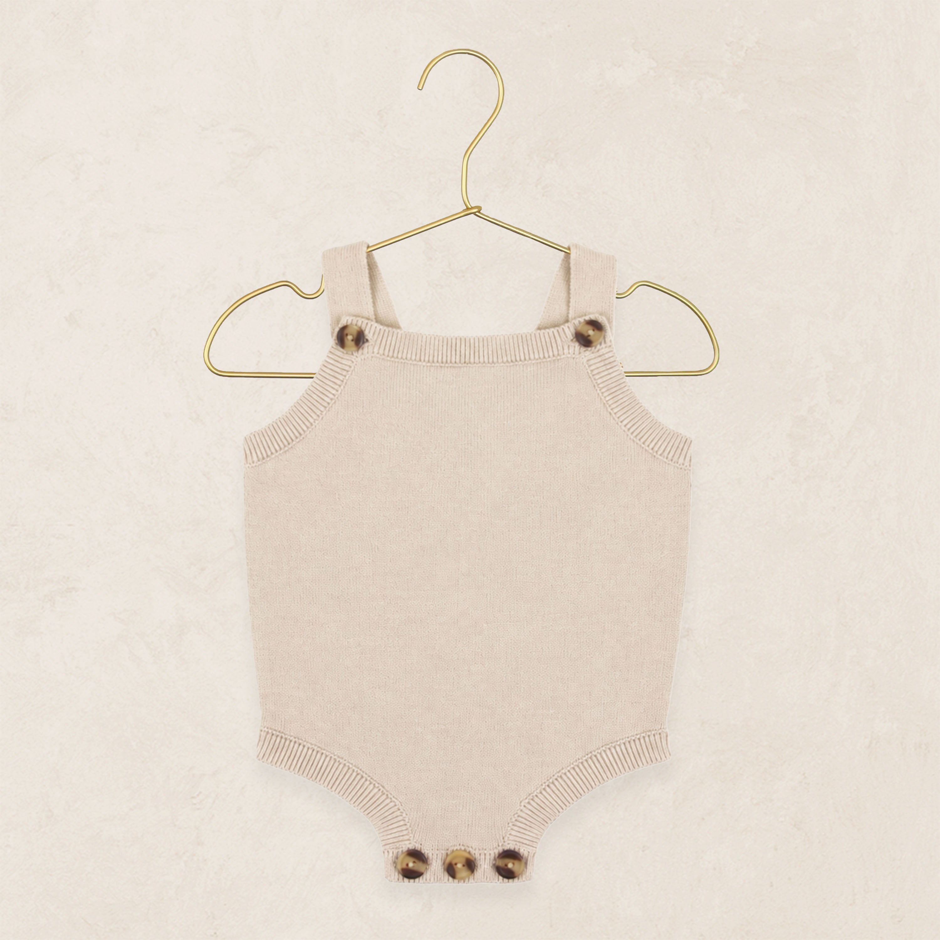 Knit Tank Onesie - Tan Overall