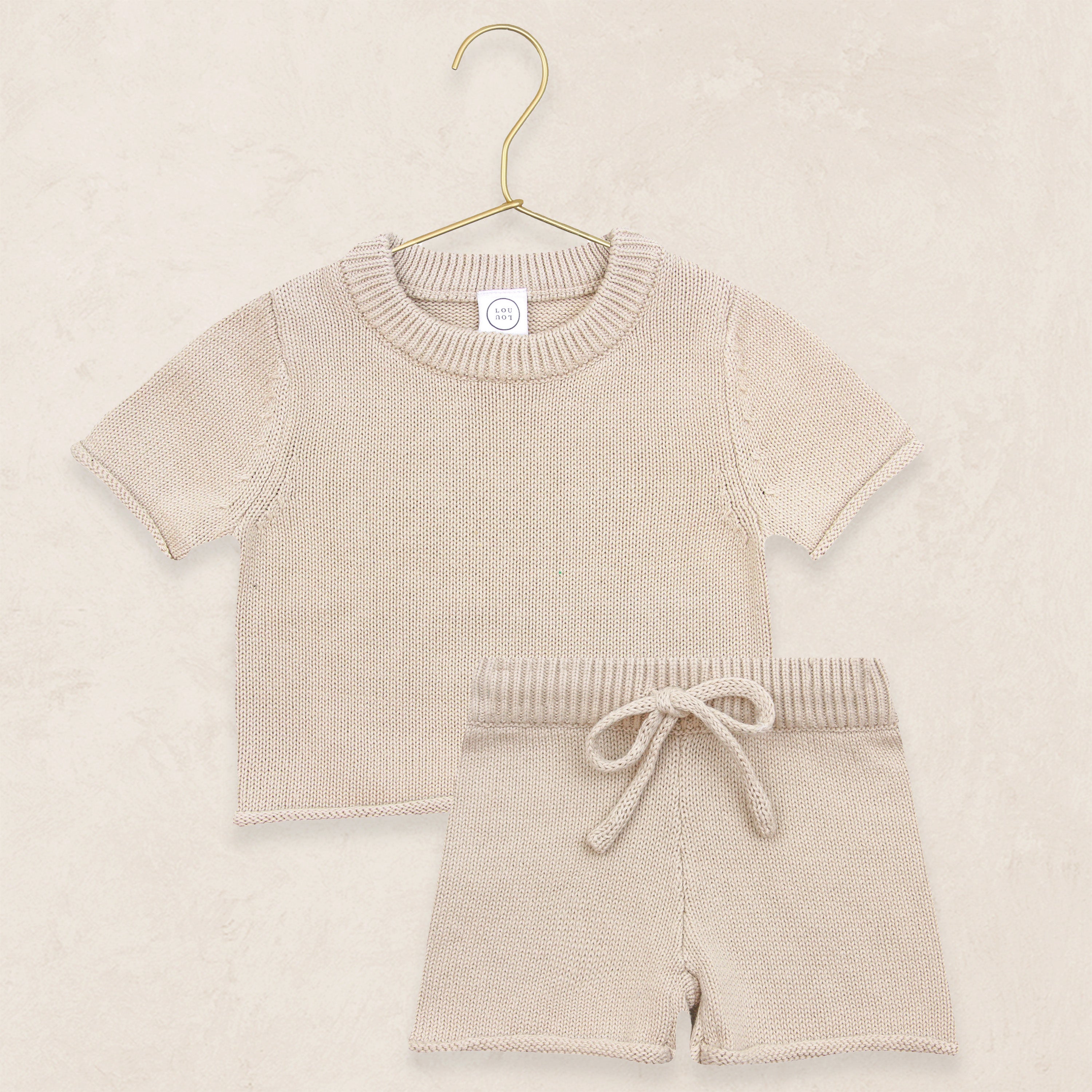 Knit Shirt + Short Set - Tan