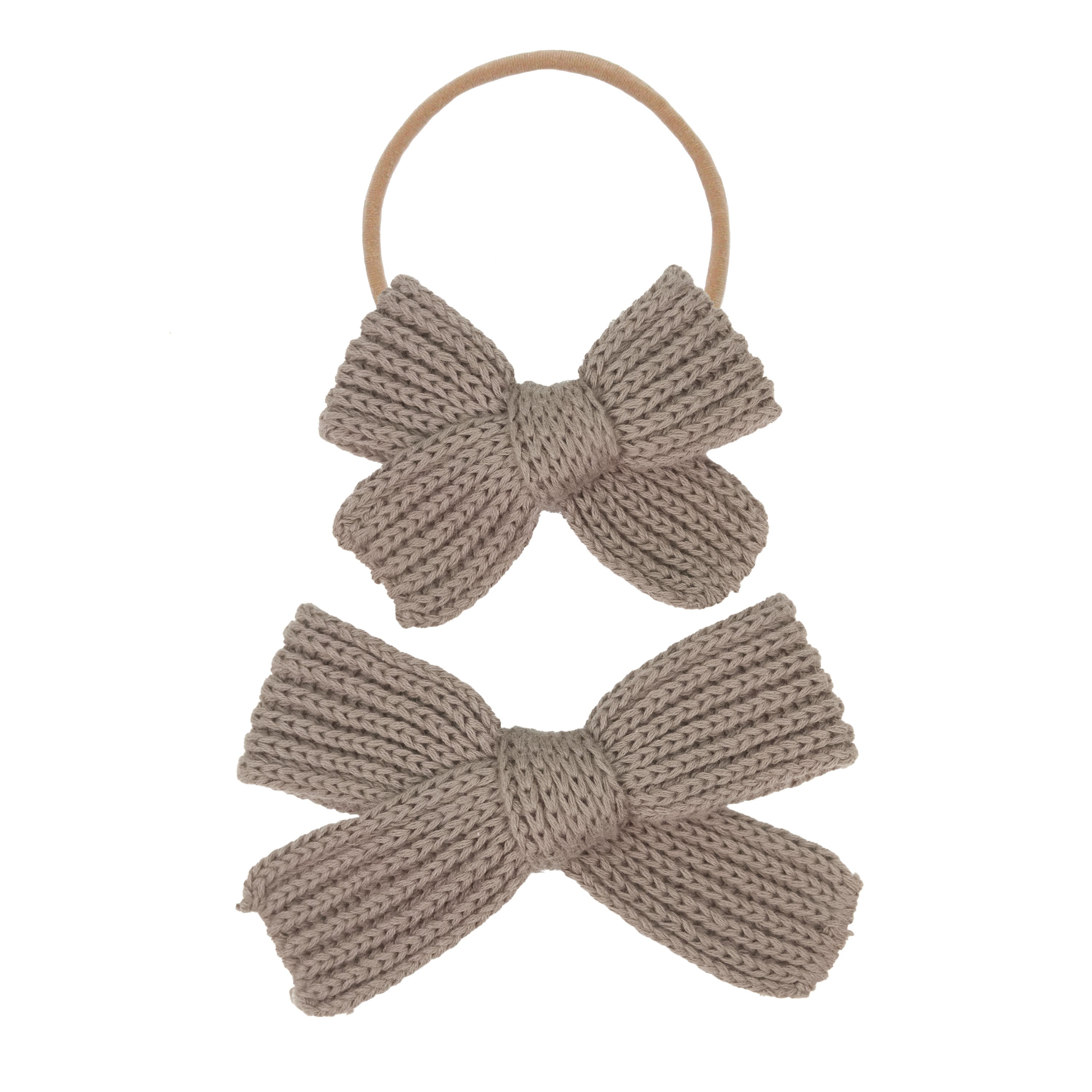 Sweater Bow - Taupe Chunky Knit