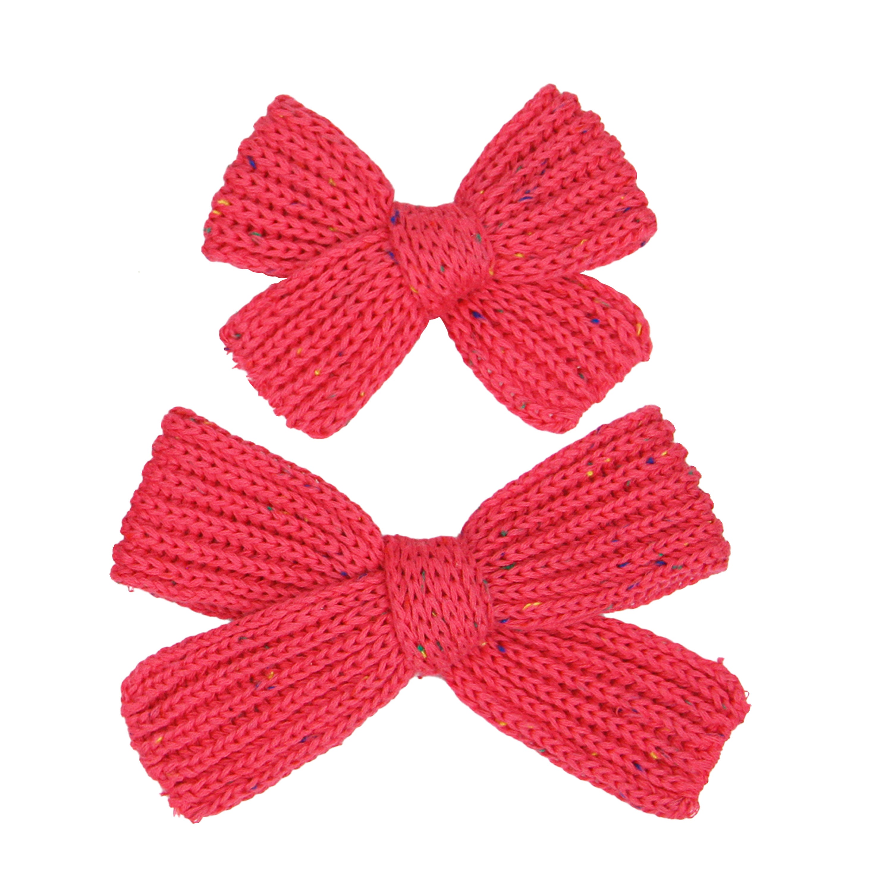 Sweater Bow - Watermelon Speckle Chunky Knit Clip
