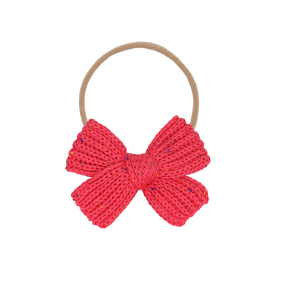 Sweater Bow - Watermelon Speckle Chunky Knit Headband